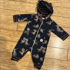 Disney Blue and Brown Chip and Dale  One Piece Bodysuit NWOT